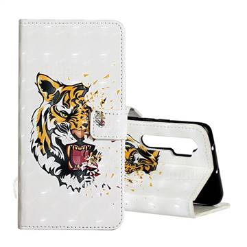 Toothed Tiger 3D Painted Leather Phone Wallet Case for Xiaomi Mi Note 10 Lite