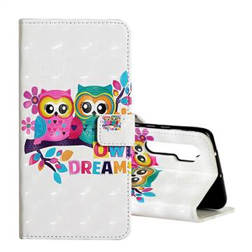 Couple Owl 3D Painted Leather Phone Wallet Case for Xiaomi Mi Note 10 Lite