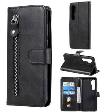 Retro Luxury Zipper Leather Phone Wallet Case for Xiaomi Mi Note 10 Lite - Black