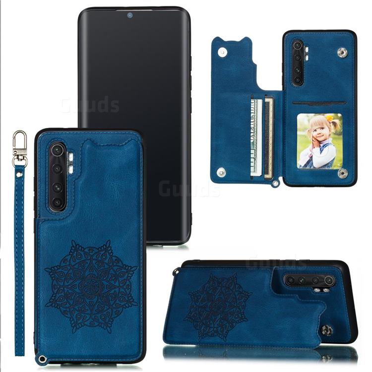 Luxury Mandala Multi-function Magnetic Card Slots Stand Leather Back Cover for Xiaomi Mi Note 10 Lite - Blue