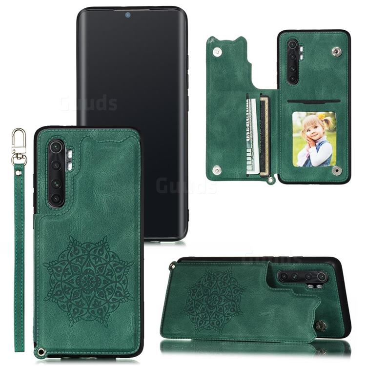 Luxury Mandala Multi-function Magnetic Card Slots Stand Leather Back Cover for Xiaomi Mi Note 10 Lite - Green