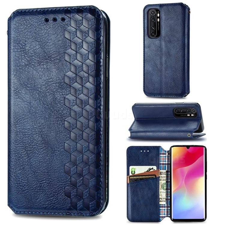 Ultra Slim Fashion Business Card Magnetic Automatic Suction Leather Flip Cover for Xiaomi Mi Note 10 Lite - Dark Blue