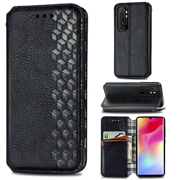 Ultra Slim Fashion Business Card Magnetic Automatic Suction Leather Flip Cover for Xiaomi Mi Note 10 Lite - Black