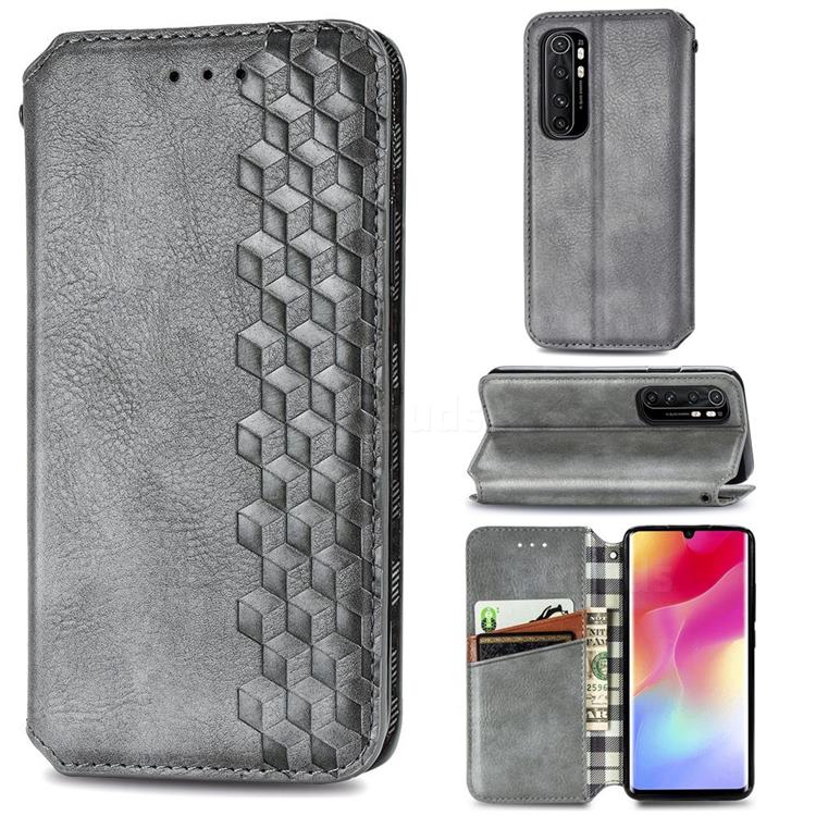 Ultra Slim Fashion Business Card Magnetic Automatic Suction Leather Flip Cover for Xiaomi Mi Note 10 Lite - Grey