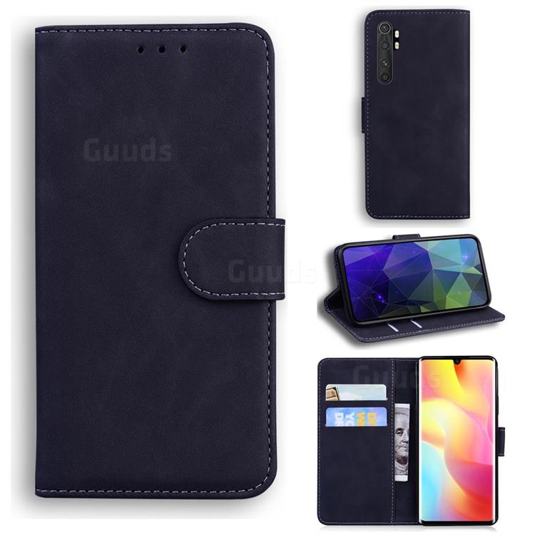 Retro Classic Skin Feel Leather Wallet Phone Case for Xiaomi Mi Note 10 Lite - Black