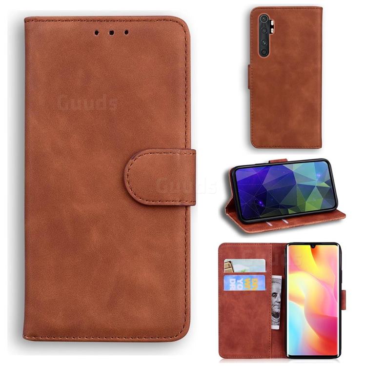 Retro Classic Skin Feel Leather Wallet Phone Case for Xiaomi Mi Note 10 Lite - Brown
