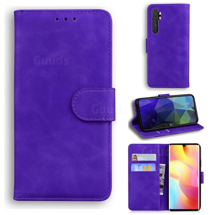 Retro Classic Skin Feel Leather Wallet Phone Case for Xiaomi Mi Note 10 Lite - Purple