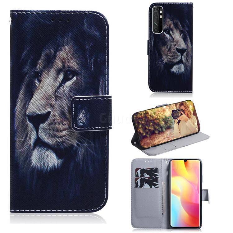Lion Face PU Leather Wallet Case for Xiaomi Mi Note 10 Lite