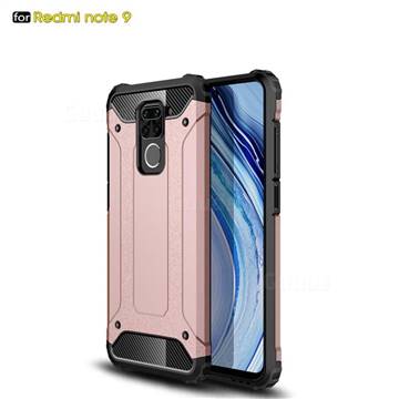 King Kong Armor Premium Shockproof Dual Layer Rugged Hard Cover for Xiaomi Redmi Note 9 - Rose Gold