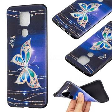 Golden Shining Butterfly 3D Embossed Relief Black Soft Back Cover for Xiaomi Redmi Note 9