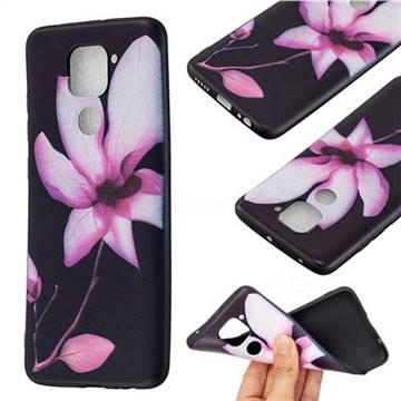 Lotus Flower 3D Embossed Relief Black Soft Back Cover for Xiaomi Redmi Note 9