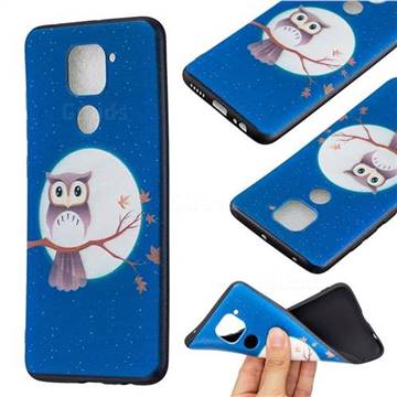 Moon and Owl 3D Embossed Relief Black Soft Back Cover for Xiaomi Redmi Note 9