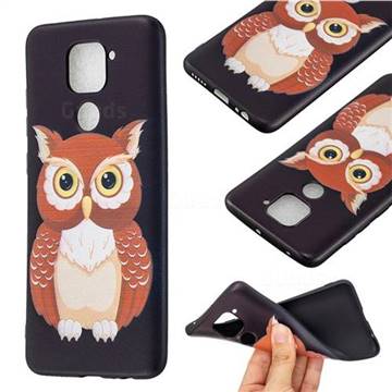 Big Owl 3D Embossed Relief Black Soft Back Cover for Xiaomi Redmi Note 9