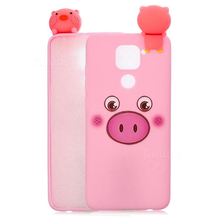 Small Pink Pig Soft 3D Climbing Doll Soft Case for Xiaomi Redmi Note 9