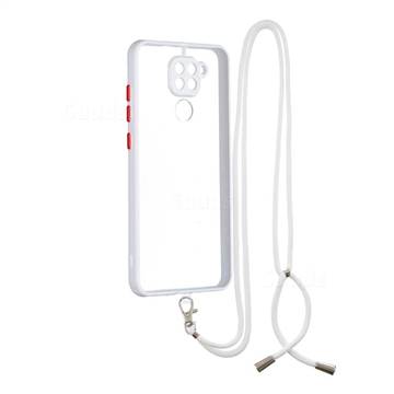 Necklace Cross-body Lanyard Strap Cord Phone Case Cover for Xiaomi Redmi Note 9 - White