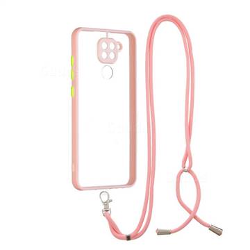 Necklace Cross-body Lanyard Strap Cord Phone Case Cover for Xiaomi Redmi Note 9 - Pink
