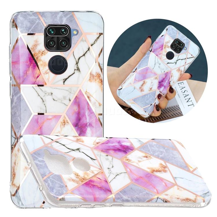 Purple and White Painted Marble Electroplating Protective Case for Xiaomi Redmi Note 9