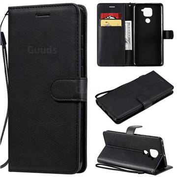Retro Greek Classic Smooth PU Leather Wallet Phone Case for Xiaomi Redmi Note 9 - Black
