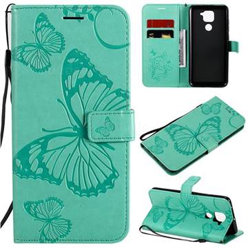 Embossing 3D Butterfly Leather Wallet Case for Xiaomi Redmi Note 9 - Green