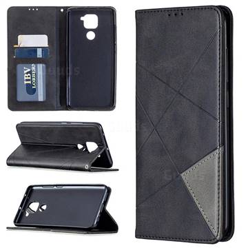 Prismatic Slim Magnetic Sucking Stitching Wallet Flip Cover for Xiaomi Redmi Note 9 - Black