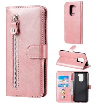 Retro Luxury Zipper Leather Phone Wallet Case for Xiaomi Redmi Note 9 - Pink