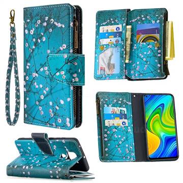 Blue Plum Binfen Color BF03 Retro Zipper Leather Wallet Phone Case for Xiaomi Redmi Note 9