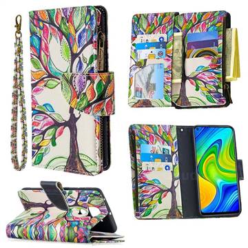 The Tree of Life Binfen Color BF03 Retro Zipper Leather Wallet Phone Case for Xiaomi Redmi Note 9