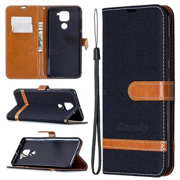 Jeans Cowboy Denim Leather Wallet Case for Xiaomi Redmi Note 9 - Black