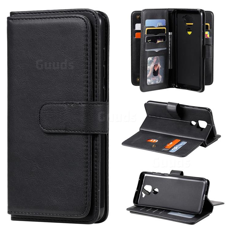 Multi-function Ten Card Slots and Photo Frame PU Leather Wallet Phone Case Cover for Xiaomi Redmi Note 9 - Black