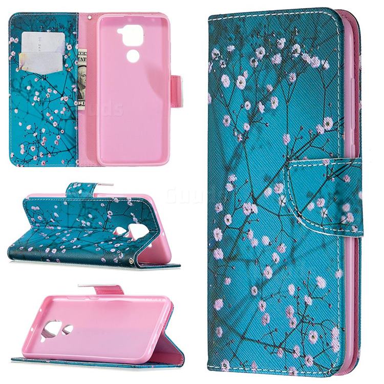 Blue Plum Leather Wallet Case for Xiaomi Redmi Note 9