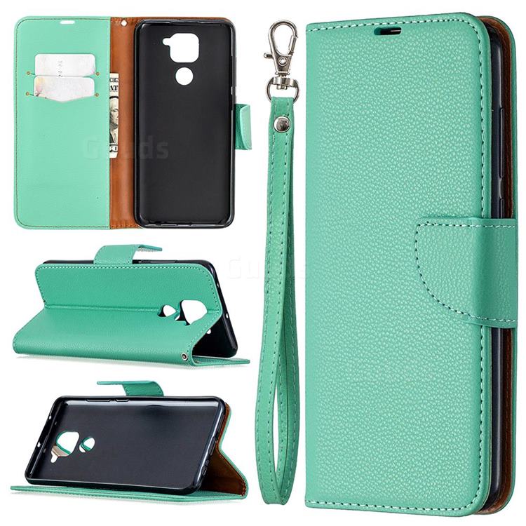 Classic Luxury Litchi Leather Phone Wallet Case for Xiaomi Redmi Note 9 - Green