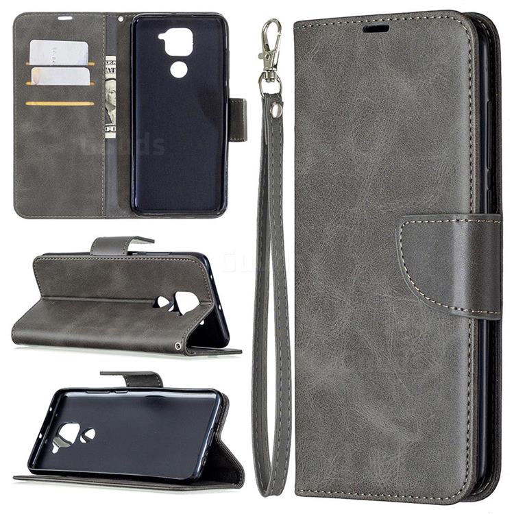 Classic Sheepskin PU Leather Phone Wallet Case for Xiaomi Redmi Note 9 - Gray