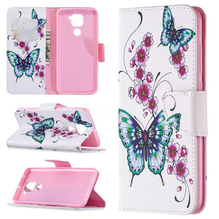 Peach Butterflies Leather Wallet Case for Xiaomi Redmi Note 9