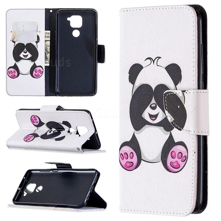Lovely Panda Leather Wallet Case for Xiaomi Redmi Note 9