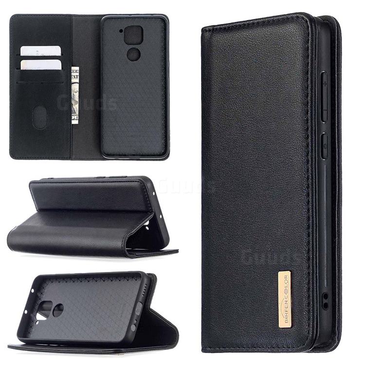 Binfen Color BF06 Luxury Classic Genuine Leather Detachable Magnet Holster Cover for Xiaomi Redmi Note 9 - Black