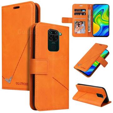 GQ.UTROBE Right Angle Silver Pendant Leather Wallet Phone Case for Xiaomi Redmi Note 9 - Orange