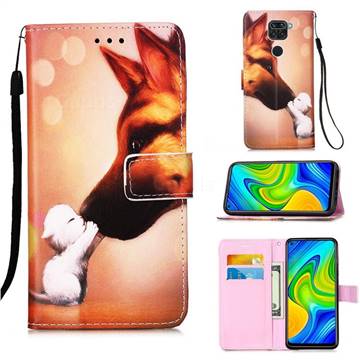 Hound Kiss Matte Leather Wallet Phone Case for Xiaomi Redmi Note 9