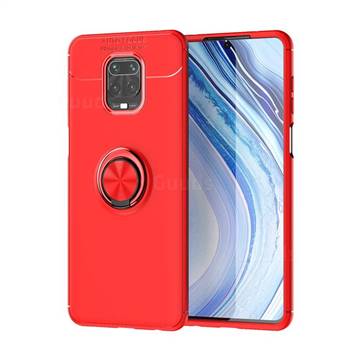 Auto Focus Invisible Ring Holder Soft Phone Case for Xiaomi Redmi Note 9s / Note9 Pro / Note 9 Pro Max - Red