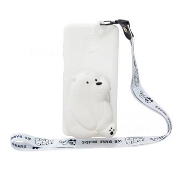 White Polar Bear Neck Lanyard Zipper Wallet Silicone Case for Xiaomi Redmi Note 9s / Note9 Pro / Note 9 Pro Max