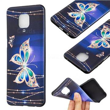 Golden Shining Butterfly 3D Embossed Relief Black Soft Back Cover for Xiaomi Redmi Note 9s / Note9 Pro / Note 9 Pro Max