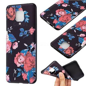 Safflower 3D Embossed Relief Black Soft Back Cover for Xiaomi Redmi Note 9s / Note9 Pro / Note 9 Pro Max