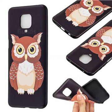 Big Owl 3D Embossed Relief Black Soft Back Cover for Xiaomi Redmi Note 9s / Note9 Pro / Note 9 Pro Max