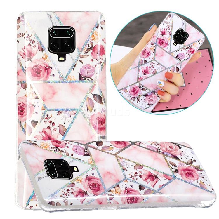 Rose Flower Painted Galvanized Electroplating Soft Phone Case Cover for Xiaomi Redmi Note 9s / Note9 Pro / Note 9 Pro Max