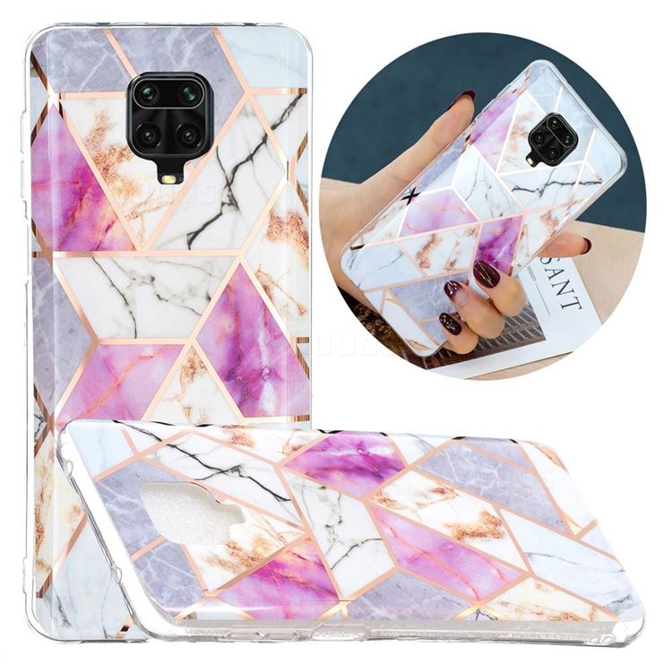 Purple and White Painted Marble Electroplating Protective Case for Xiaomi Redmi Note 9s / Note9 Pro / Note 9 Pro Max