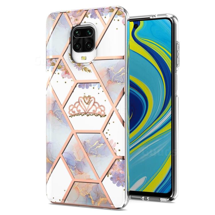 Crown Purple Flower Marble Electroplating Protective Case Cover for Xiaomi Redmi Note 9s / Note9 Pro / Note 9 Pro Max