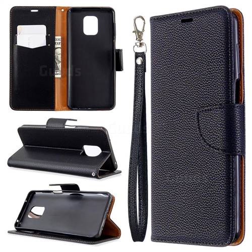 Classic Luxury Litchi Leather Phone Wallet Case for Xiaomi Redmi Note 9s / Note9 Pro / Note 9 Pro Max - Black
