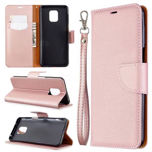 Classic Luxury Litchi Leather Phone Wallet Case for Xiaomi Redmi Note 9s / Note9 Pro / Note 9 Pro Max - Golden