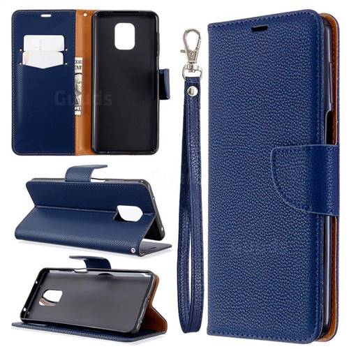 Classic Luxury Litchi Leather Phone Wallet Case for Xiaomi Redmi Note 9s / Note9 Pro / Note 9 Pro Max - Blue