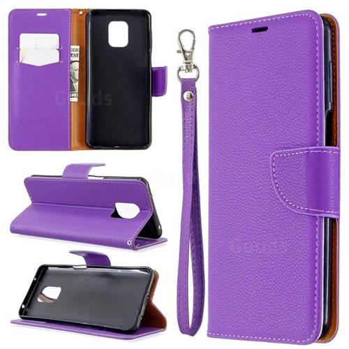Classic Luxury Litchi Leather Phone Wallet Case for Xiaomi Redmi Note 9s / Note9 Pro / Note 9 Pro Max - Purple