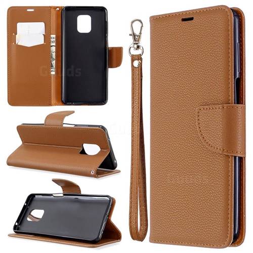 Classic Luxury Litchi Leather Phone Wallet Case for Xiaomi Redmi Note 9s / Note9 Pro / Note 9 Pro Max - Brown